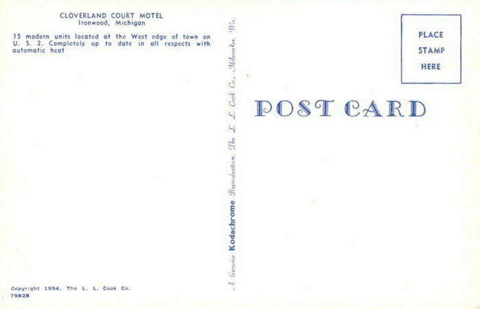 Budget Host Inn (Cloverland Court Motel, Cloverland Motel) - Old Postcard View (newer photo)